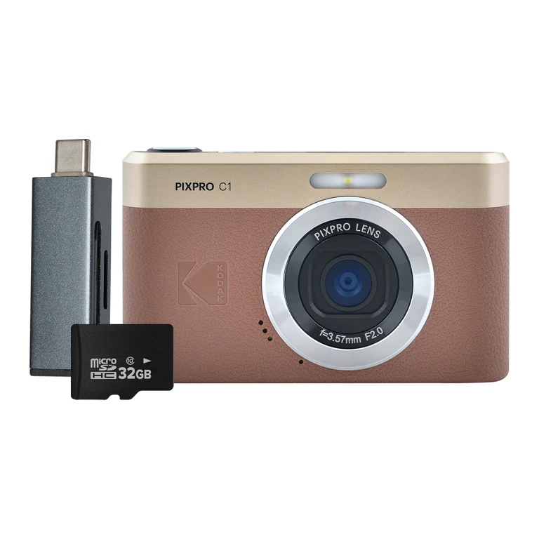 PIXPRO C1 13MP 4x Digital Zoom Compact Camera - Brown - Camera +