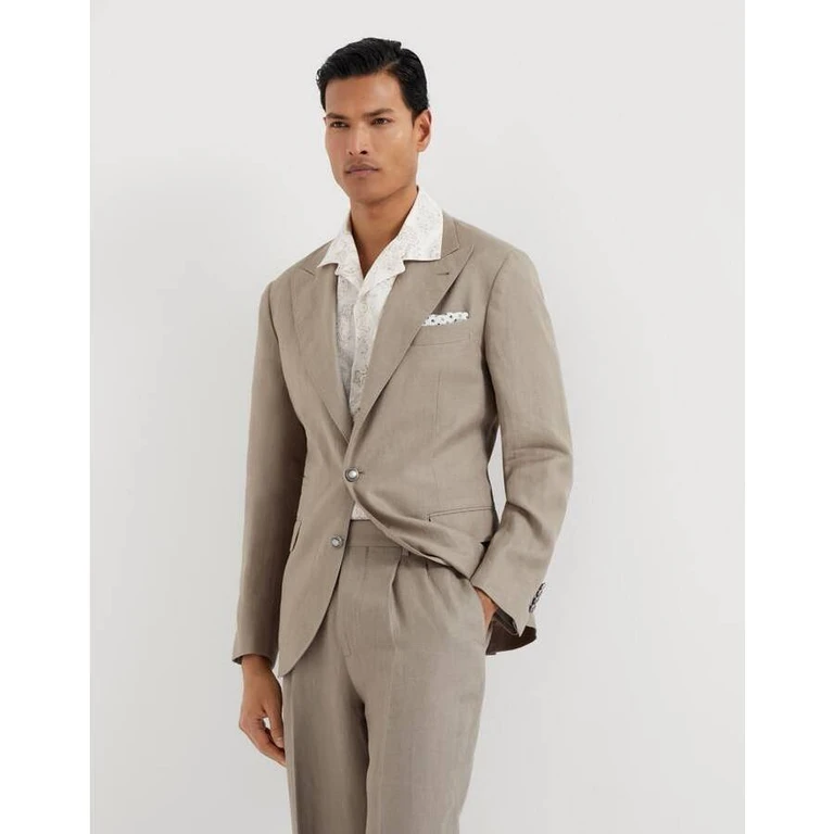 Mens Sage Linen Two Button Blazer