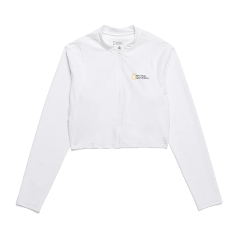 N242WRG620 Women's Crop Zip Up Rash Guard WHITE