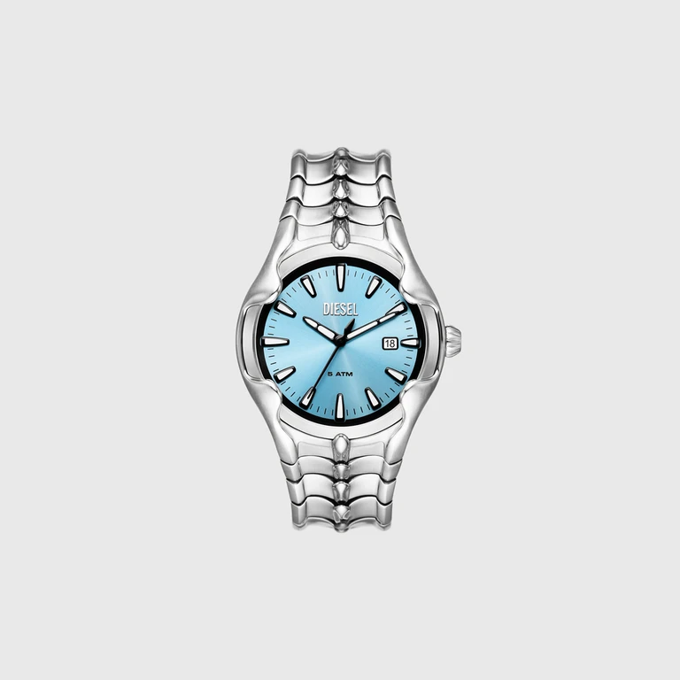Vert three-hand date stainless steel watch - Timeframes - Man - Silver