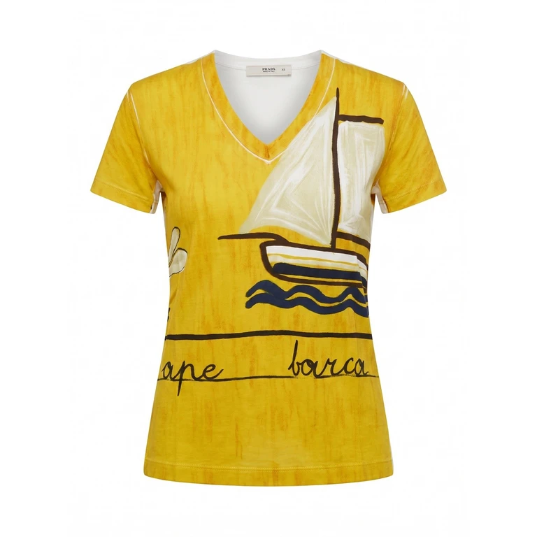 Printed V Neck Tshirt