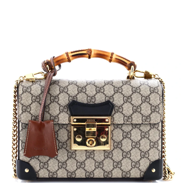 Padlock Bamboo Shoulder Bag GG Coated Canvas Small