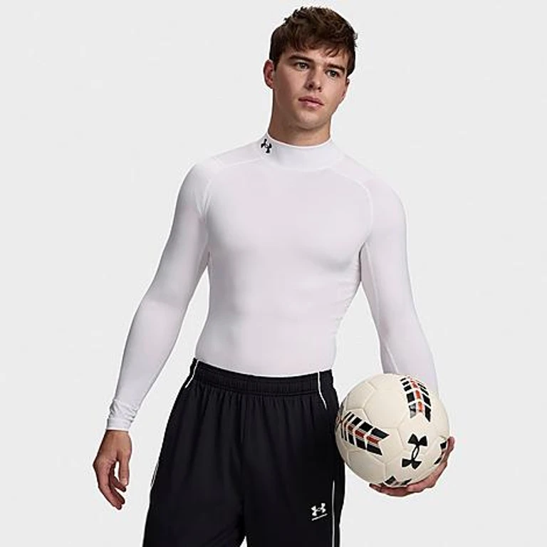 Under Armour Men's UA HeatGear Mock Long-Sleeve Training Top in White/Black Size: XS