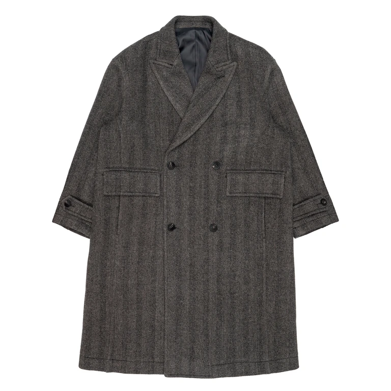 Man Coor classy herringbone twill heavy coat