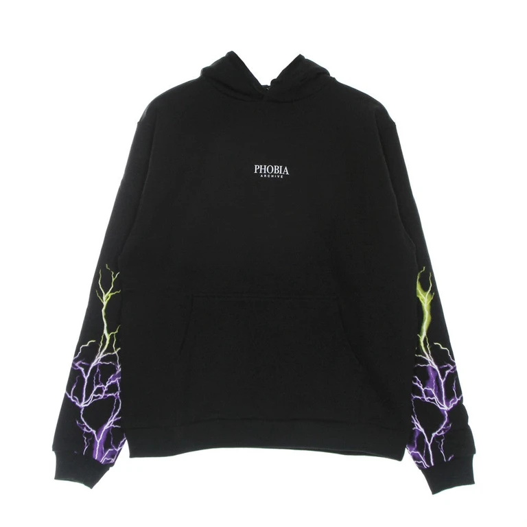 Lightweight Men's Hoodie Lightning Hoodie Black/purple/yellow