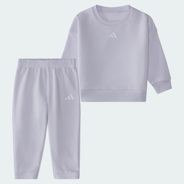 Baby 2-Piece Minimal Logo Long Sleeve Crewneck Pullover & Elastic Waistband Jogger Style Pant Set