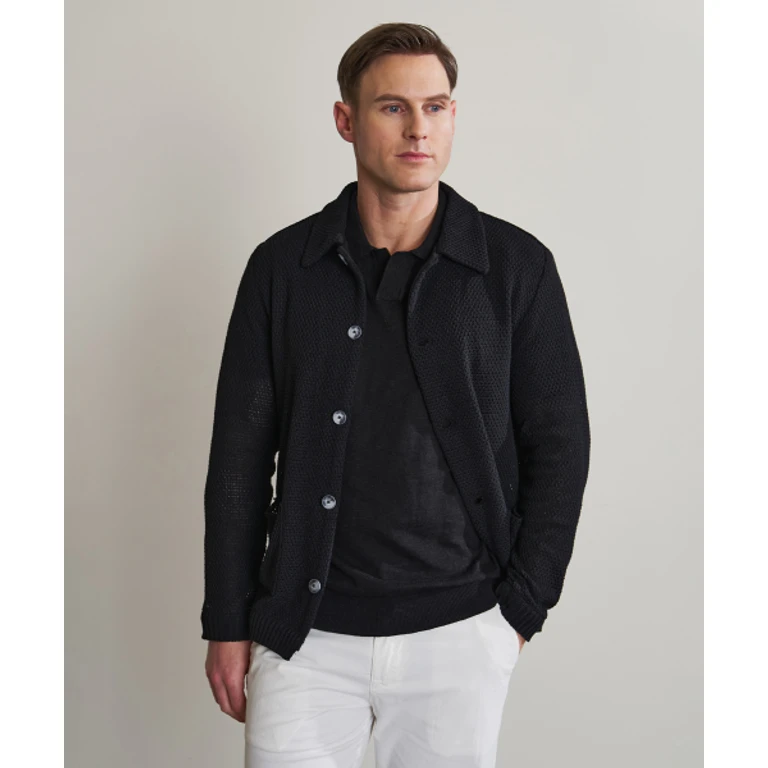 Black acrylic cotton knit jacket
