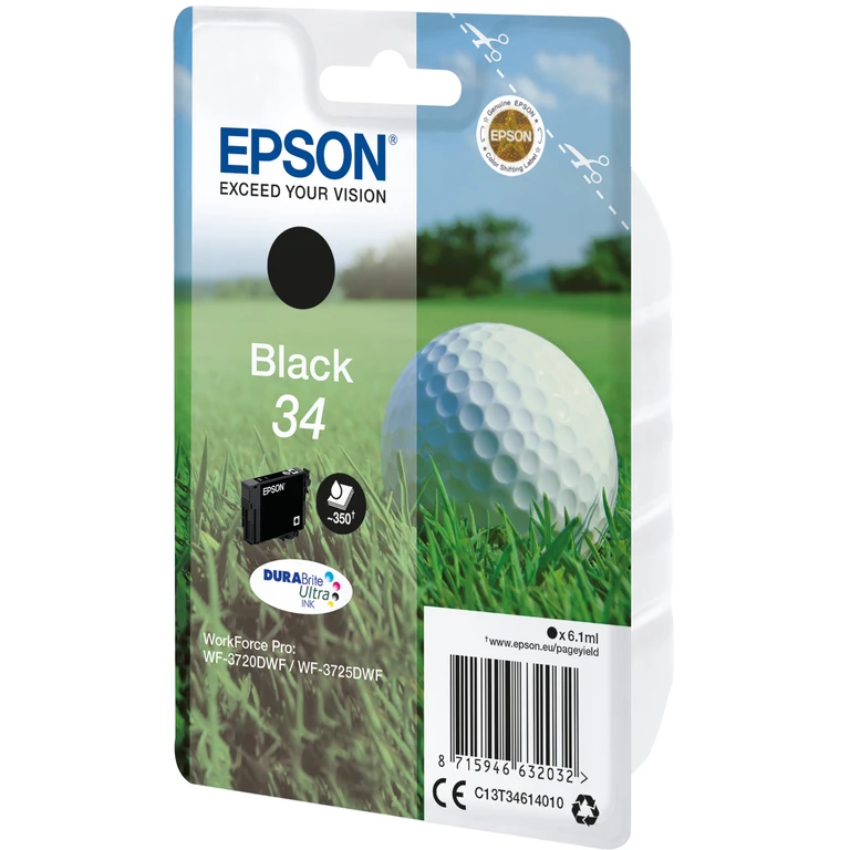 Epson C13T34614010/34 Ink cartridge black. 350 pages 6.1ml for Epson W