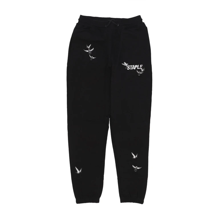 Lightweight Men's Tracksuit Pants Flock Logo Sweatpant Black