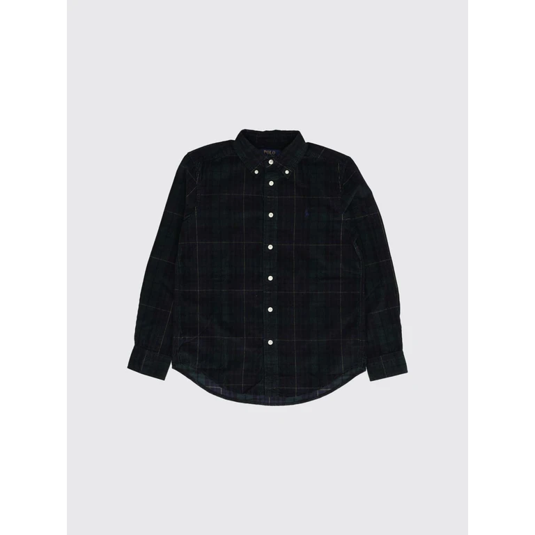 Boy's Check Cotton Shirt with Button-Down Collar (323B28200001)