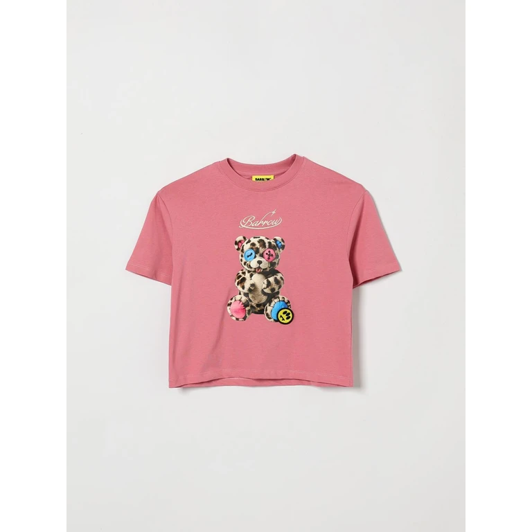 Boy's Cotton T-shirt with Teddy Bear Print and Logo (F6BKJGTH134409)