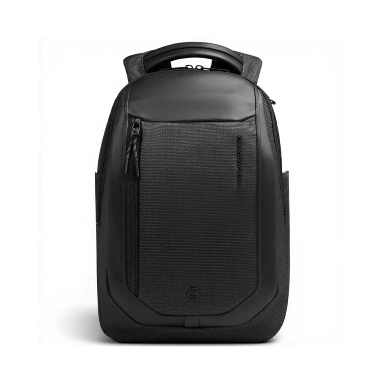 Bagmotic Unisex Black Leather and Fabric Backpack with Laptop 13'''' and iPad