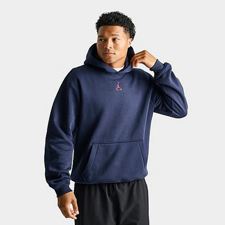 Jordan Men's Brooklyn Statement Pullover Hoodie in Collegiate Navy/University Red Size: Small