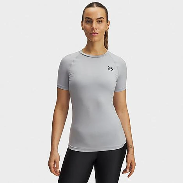 Under Armour Women's HeatGear Compression Short-Sleeve Training Top in Mod Gray/Black Size: XS