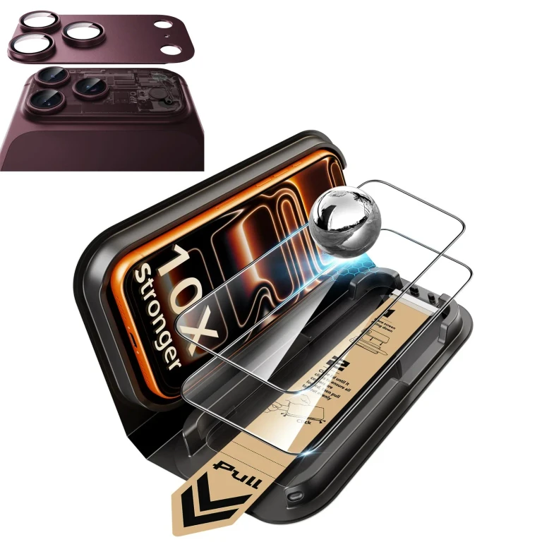iPhone 18 Pro Bundle Armorite® Pro Screen Protector and Camera Lens Protector (Full Coverage) - Deep Burgundy - Deep Burgundy