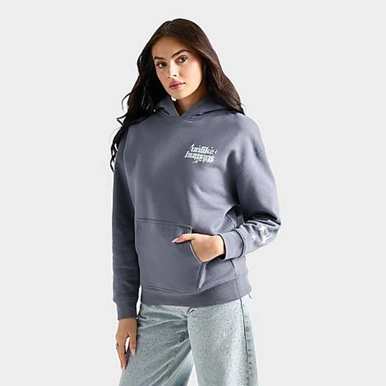 Unlike Humans Women's Studios Oversized Pullover Hoodie in Navy Size: XS