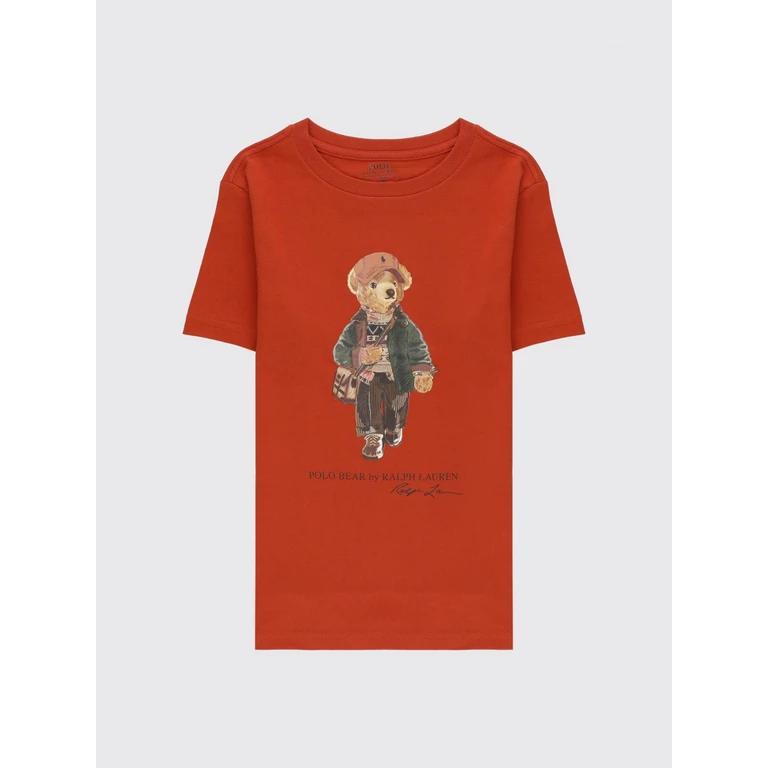 Boy's Teddy Bear Print T-shirt in Pure Cotton with Crew Neck (322B27298001)