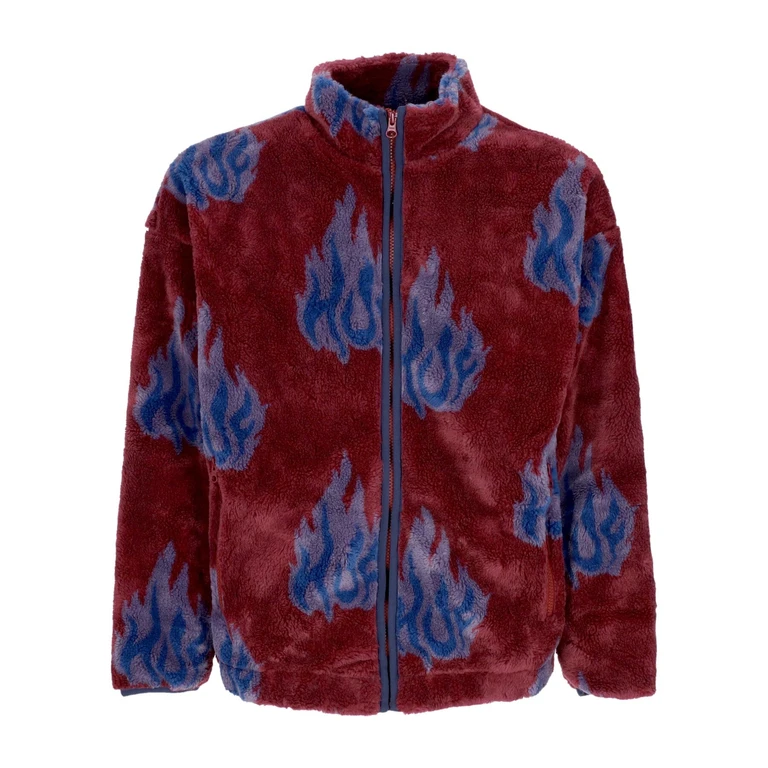 Men's Flamin Zip Sherpa Fleece Berry Bear