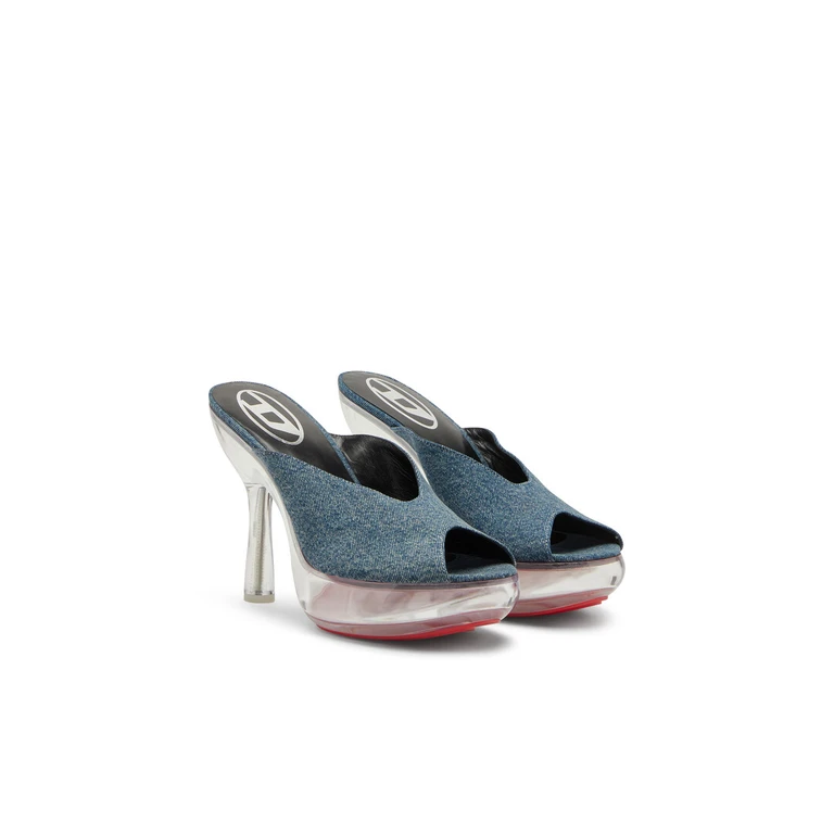 D-Lake-Platform mules in denim and plexiglass - Sandals - Woman - Blue