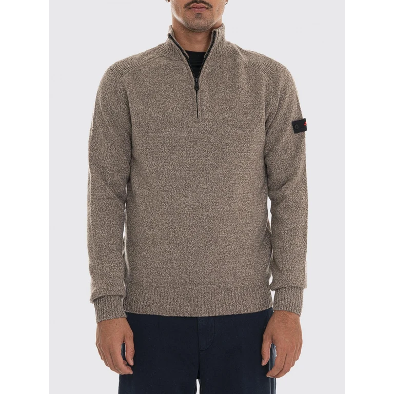 Slim Fit High-Neck Wool Jumper with a half-zip closure (PEU596299012471987M)