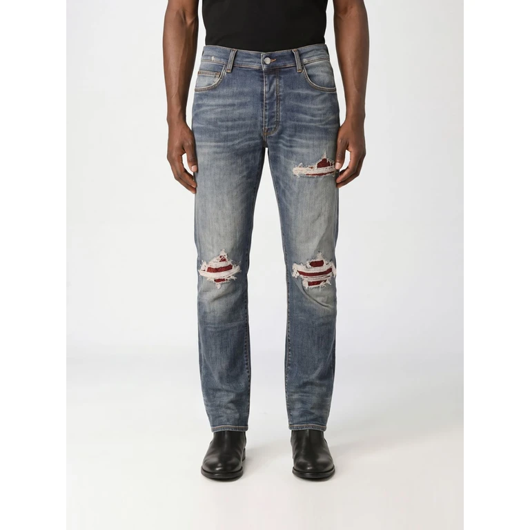 Slim Fit Distressed Denim Jeans with Worn Effect and Five-Pocket Design (AM426JE020004P)