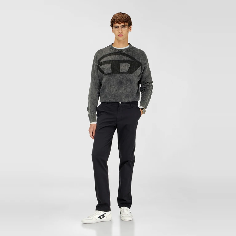 Denim-effect jumper with Oval D logo - Knitwear - Man - Black