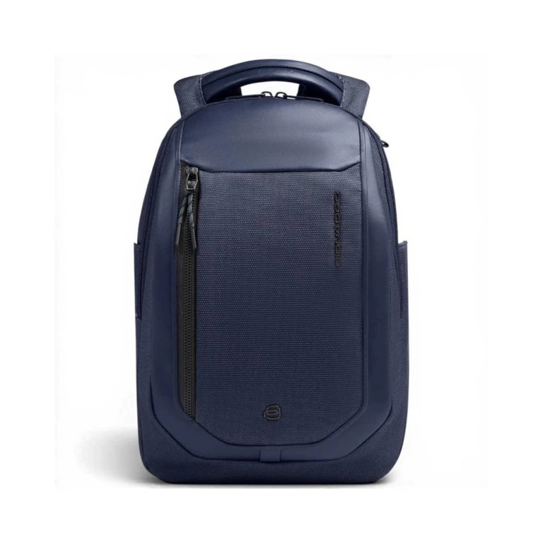 Bagmotic Unisex Blue Leather and Fabric Backpack with Laptop 13'''' and iPad