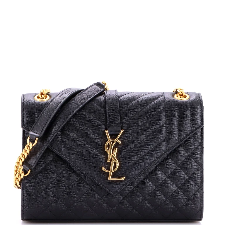 Classic Monogram Envelope Satchel Mixed Matelasse Leather Medium