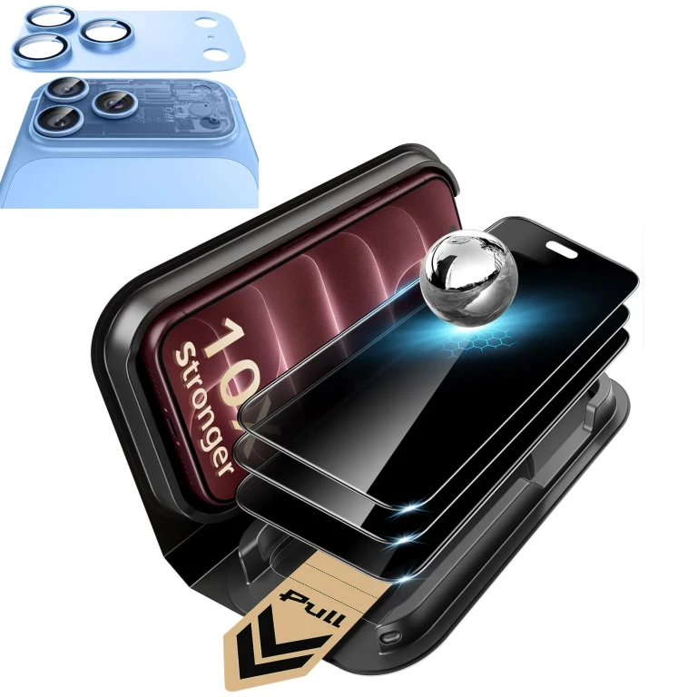 iPhone 18 Pro Bundle Armorite® Pro Privacy Screen Protector and Camera Lens Protector (Full Coverage) - Misty Blue - Misty Blue