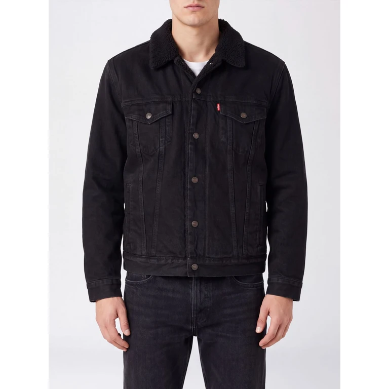 Denim Shirt Jacket with Fur Collar and Patch Pockets (A57840050)