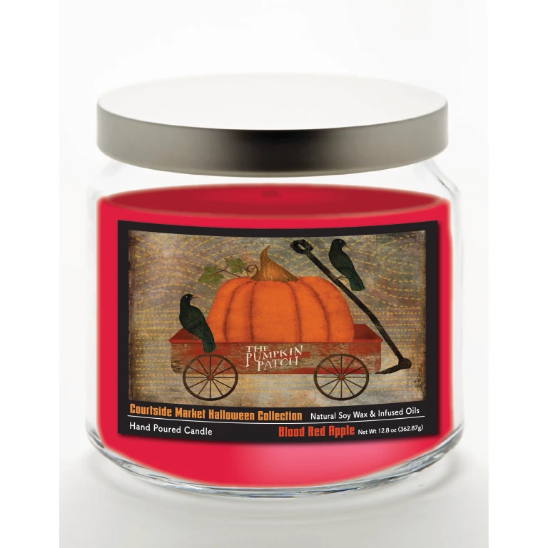 Fall Wagon 12.8 Oz Candle Glass Jar with Brushed Silver Metal Lid