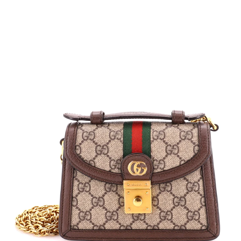 Ophidia Flap Top Handle Bag GG Coated Canvas Mini