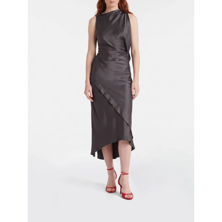 Kyra Asymmetrical Midi Dress with Bare Shoulders (1326WDR007612A9889)