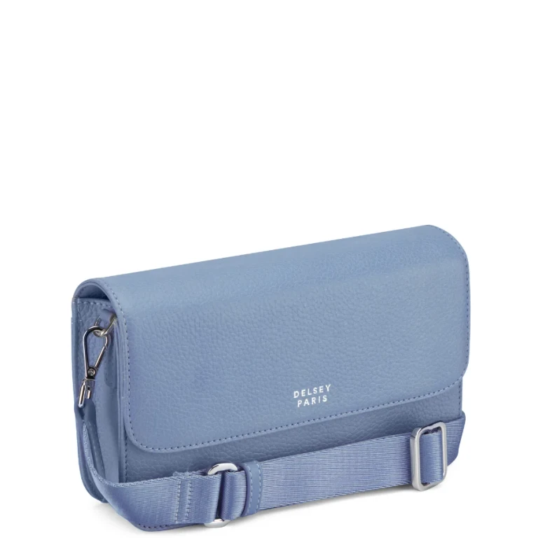 Le Cuir Graine | Leather Crossbody Bag, Sky Blue