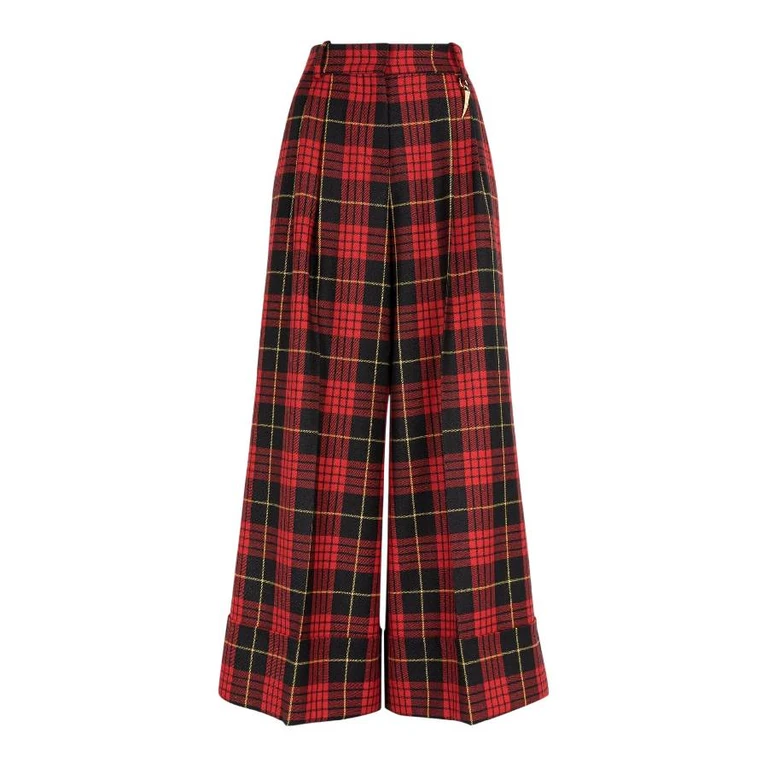 Tartan Virgin Wool Wide-Leg Trousers