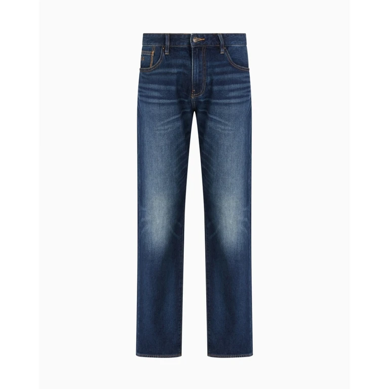Mens Blue Straight Leg Denim Jeans