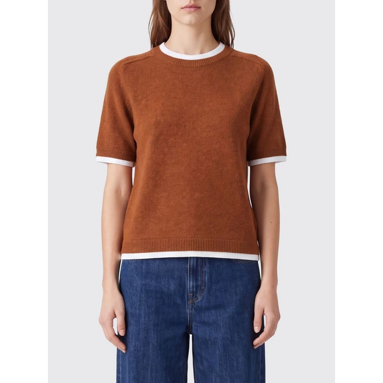 Aida Short-Sleeved Wool and Cashmere Jumper with Contrast Trims (Y6WH40V130)