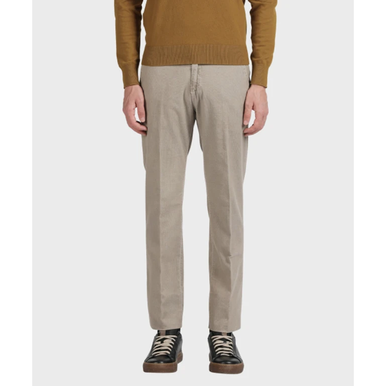 Beige Micro Pattern Comfort Fit Cotton Pants