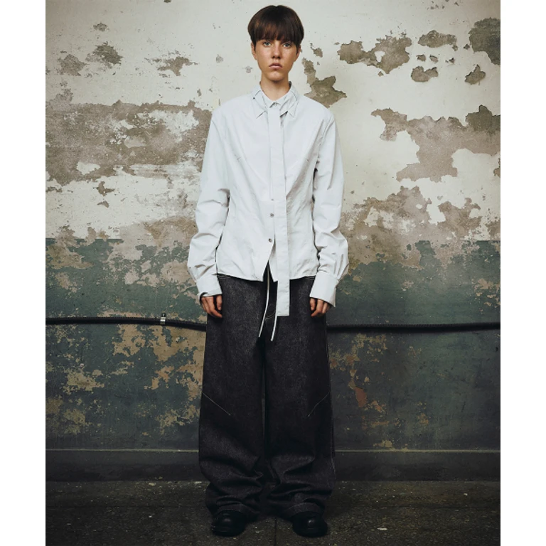 2-TONE WIDE DENIM PANTS (Grey)