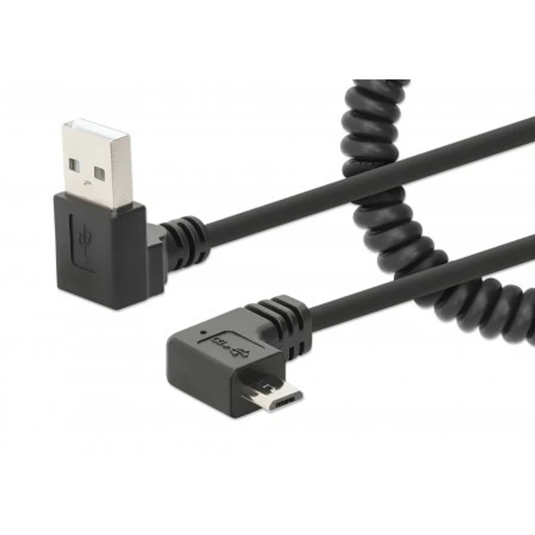 USB-A to Micro-USB Charging Cable. 1m. Coiled Tangle-Resista