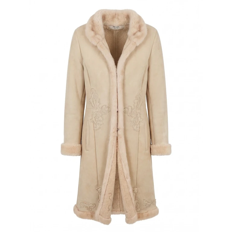 Shearling Coat With Mink Details