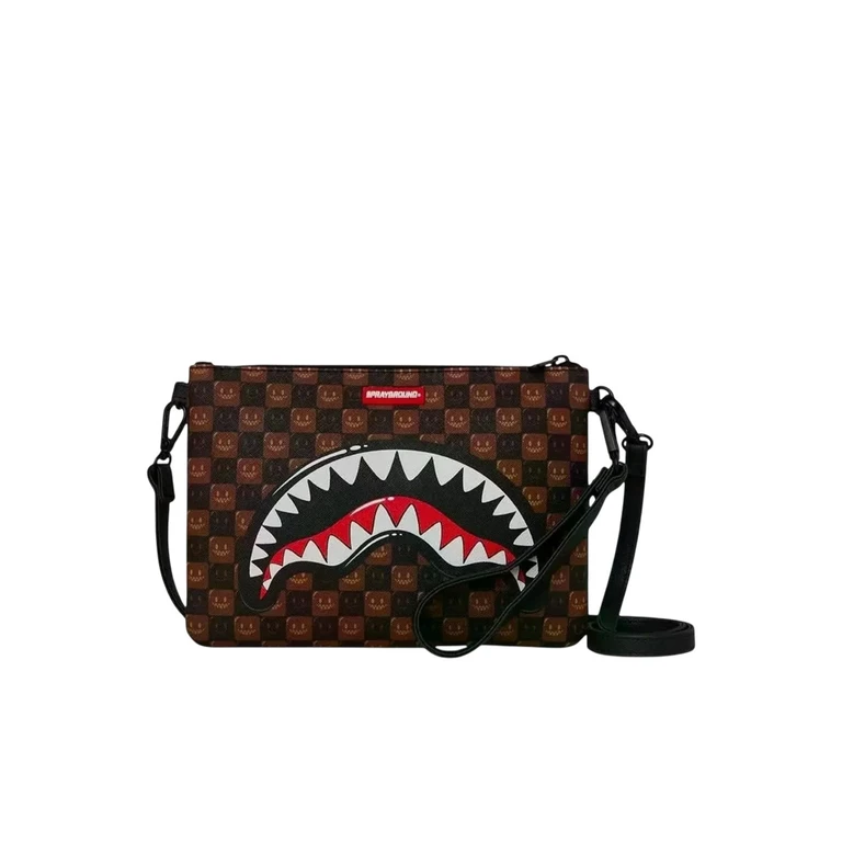 Unisex clutch Sprayground - sharks in paris bubble brown check crossoverclutch