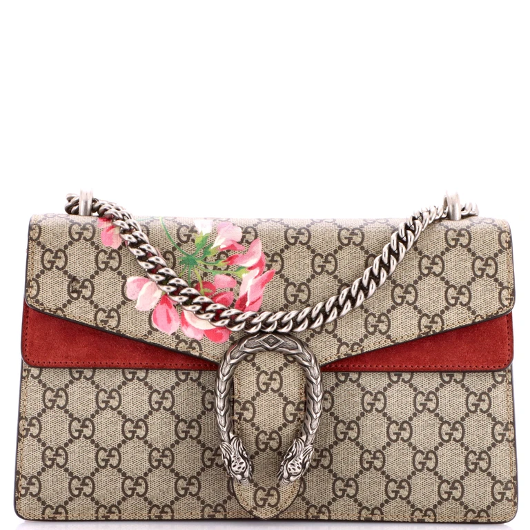 Dionysus Bag Blooms Print GG Coated Canvas Small