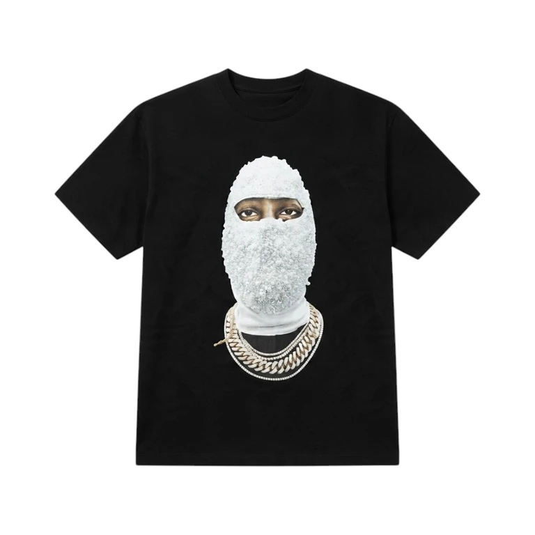 Maglietta Oversize in Cotone Nero con Stampa Artistica