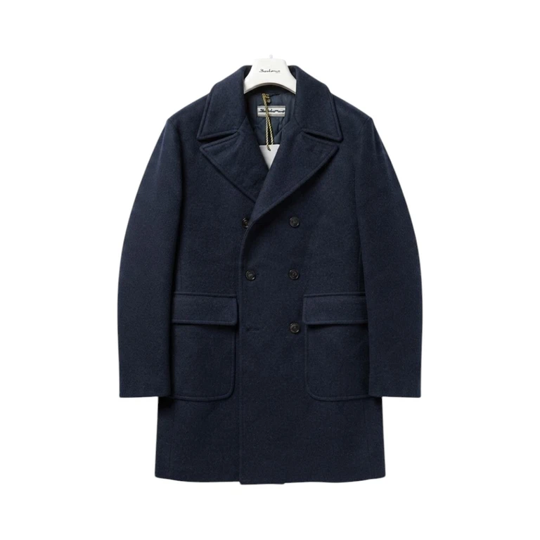 Cappotto Blu in Lino e Lana per Uomo