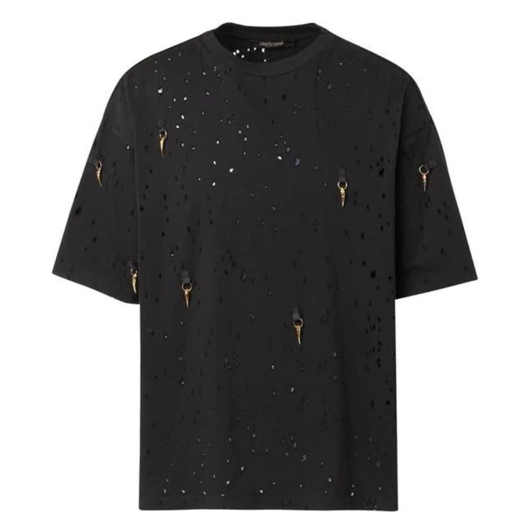 Distressed Embellished Cotton T-Shirt