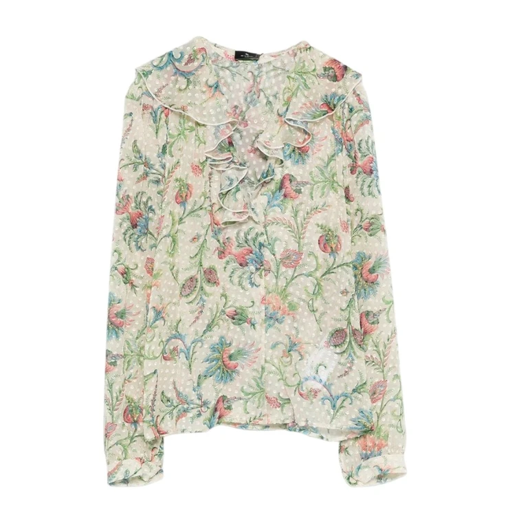blouses and shirts woman Etro - women's flared shirt with ruffled collar - multicolor