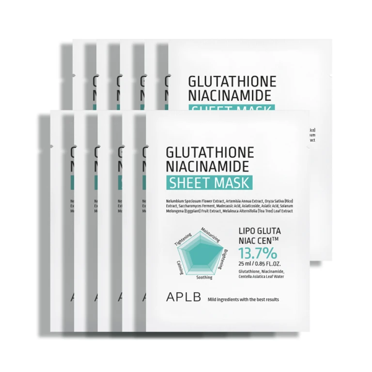 Glutathione Niacinamide Sheet Mask Set: 10PCS