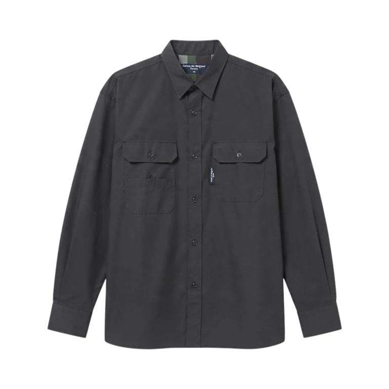 Comme des Garçons Maglieria Camicia Nera con Tasche Frontali
