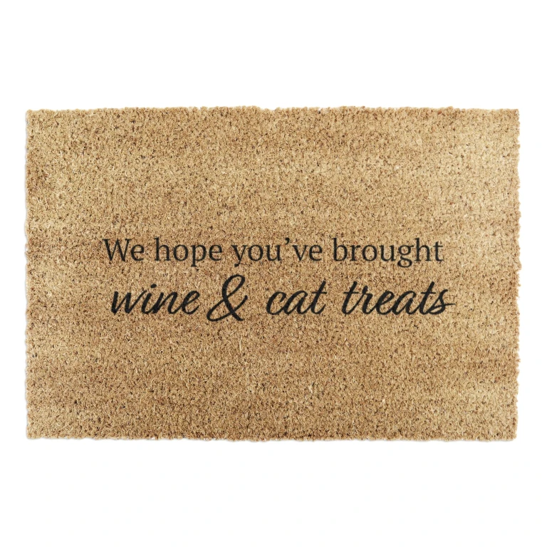 Wine and Cat Treats - Coir Doormat